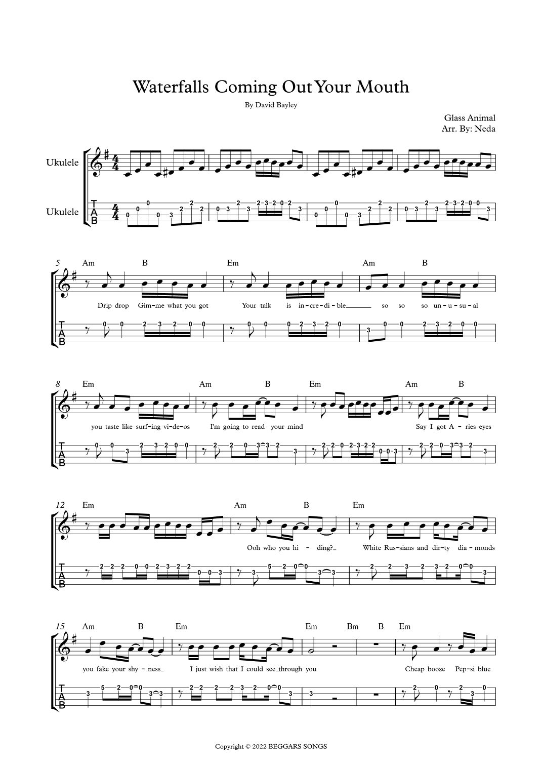 Waterfalls Coming Out Of Your Mouth (arr. Arr. Neda)