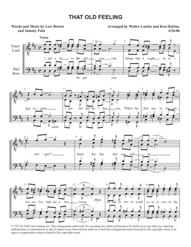 That Old Feeling (arr. Walter Latzko)