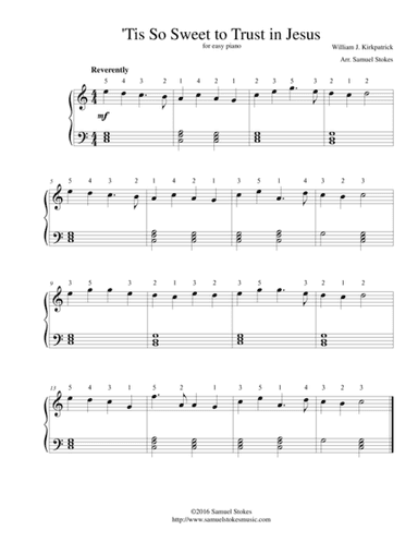 'Tis So Sweet to Trust in Jesus - for easy piano (arr. Samuel Stokes)