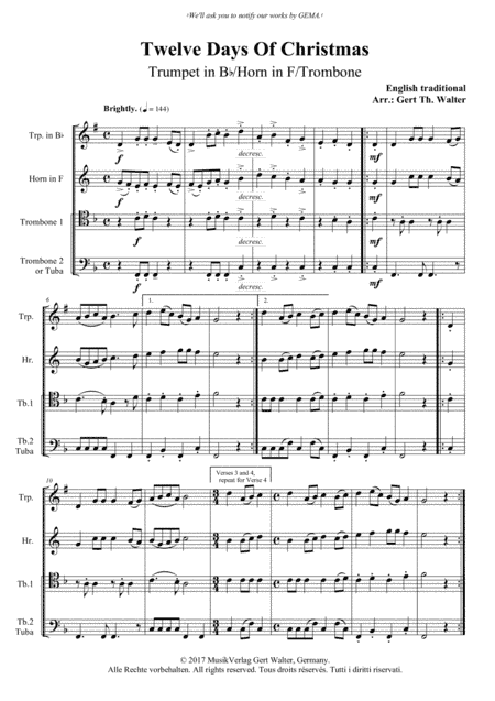Twelve Days Of Christmas (arr. Gert Th. Walter)