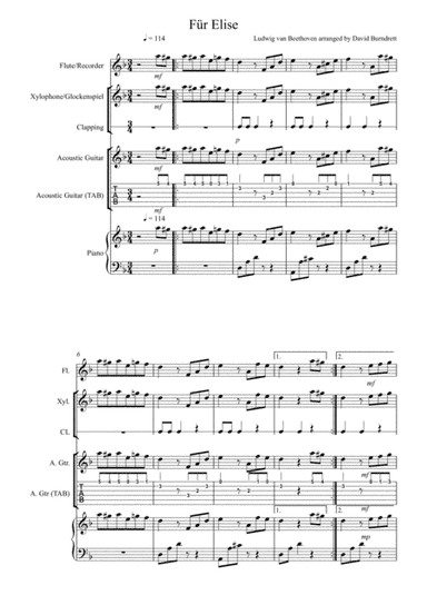 Fur Elise for Classroom/Orff Ensemble (arr. David Burndrett)