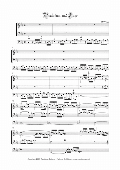 PRELUDE AND FUGUE IN C MINOR - BWV 549 - For organ 3 staff (arr. Marcello Meneguzzo)