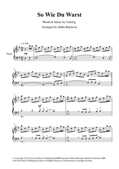 So Wie Du Warst (arr. Milka Rubtsova)