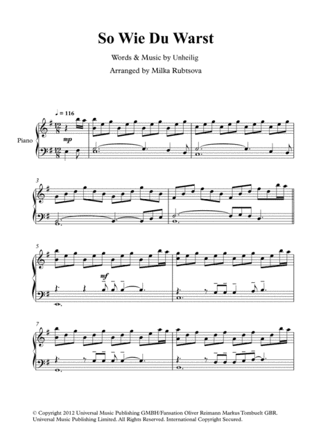 So Wie Du Warst (arr. Milka Rubtsova)