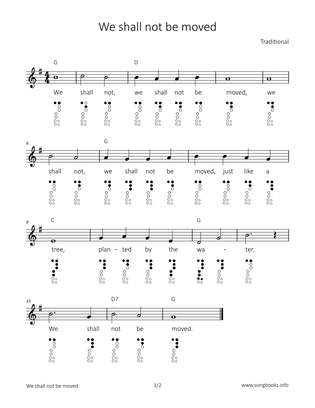 We shall not be moved (arr. songbooks.info)