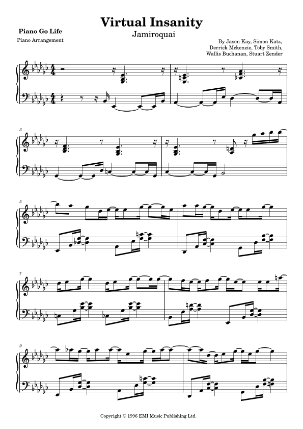 Virtual Insanity (arr. Piano Go Life)