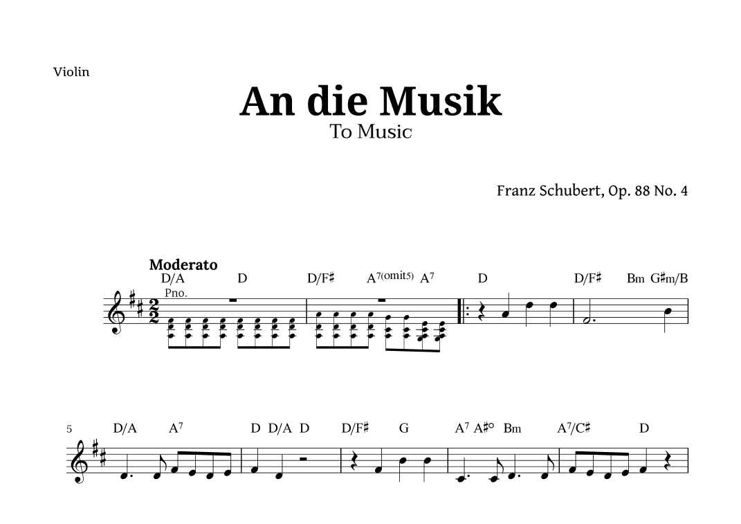 An die Musik (To Music) by for Violin (arr. Langanho)