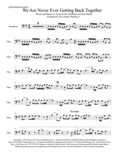 We Are Never Ever Getting Back Together (arr. Jose Daniel Morales A.)