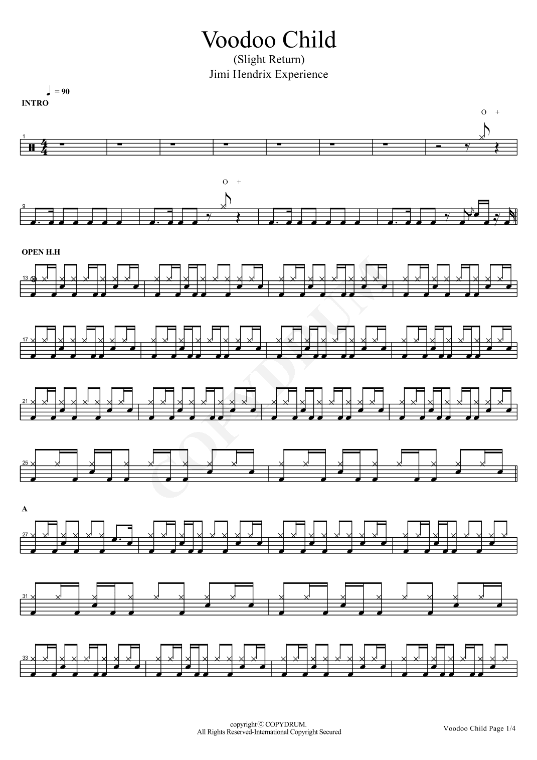Voodoo Child (slight Return) (arr. COPYDRUM)