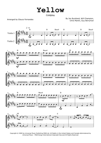 Yellow (arr. Glauco Fernandes)