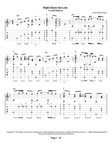 Right Down The Line (arr. Steven King)