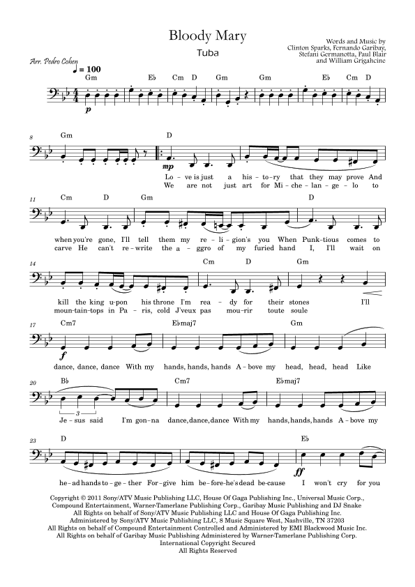Bloody Mary (arr. Pedro Cohen)