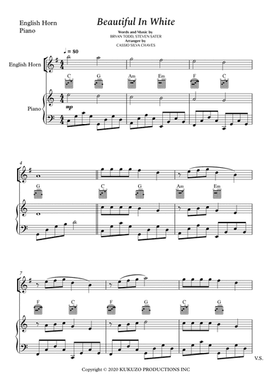 Beautiful In White (arr. Cássio Silva Chaves)
