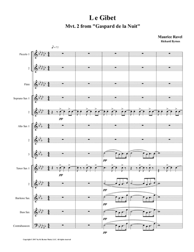 Le Gibet (Gaspard de la Nuit) for Saxophone Nonet + Flute, 2 Piccolos, Contrabassoon (arr. Richard Byrnes)