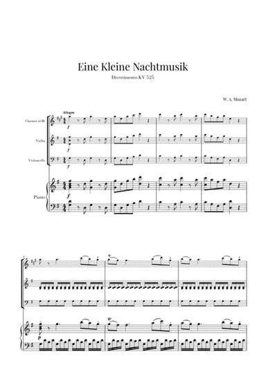 Eine Kleine Nachtmusik for Clarinet, Violin, Cello and Piano (arr. Cadenza Editions)