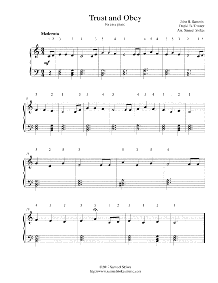 Trust and Obey - for easy piano (arr. Samuel Stokes)