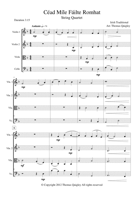 Céad Míle Fáilte Romhat (arr. Thomas Quigley)