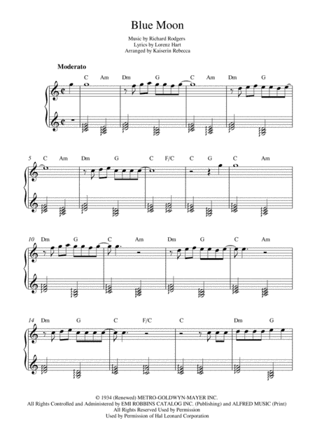 Blue Moon (arr. Kaiserin Rebecca)