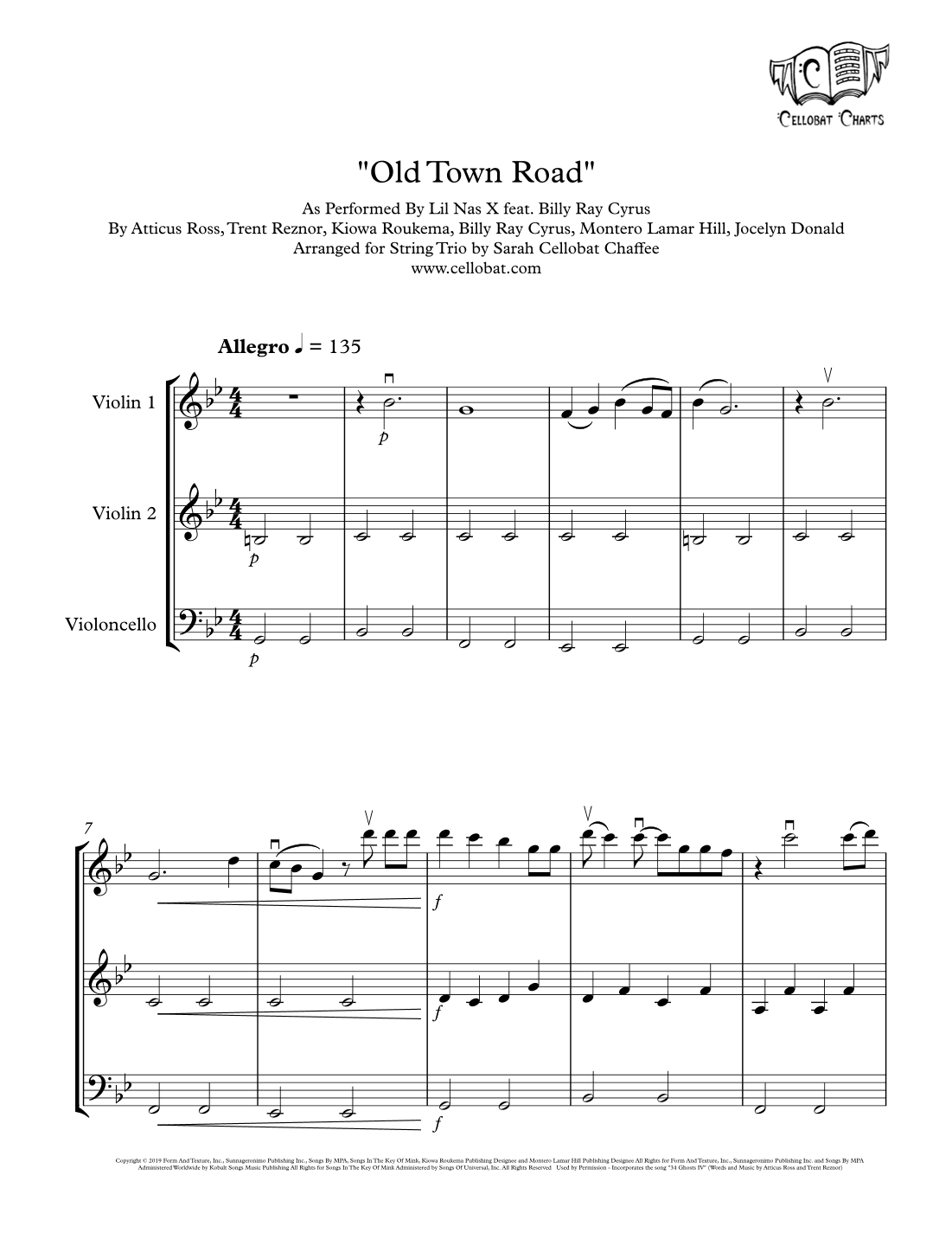 Old Town Road (remix) (arr. Sarah Cellobat Chaffee)