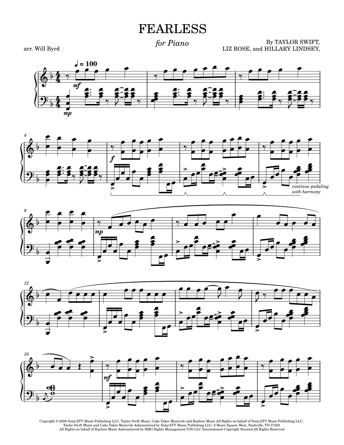 Fearless (arr. Will Byrd)