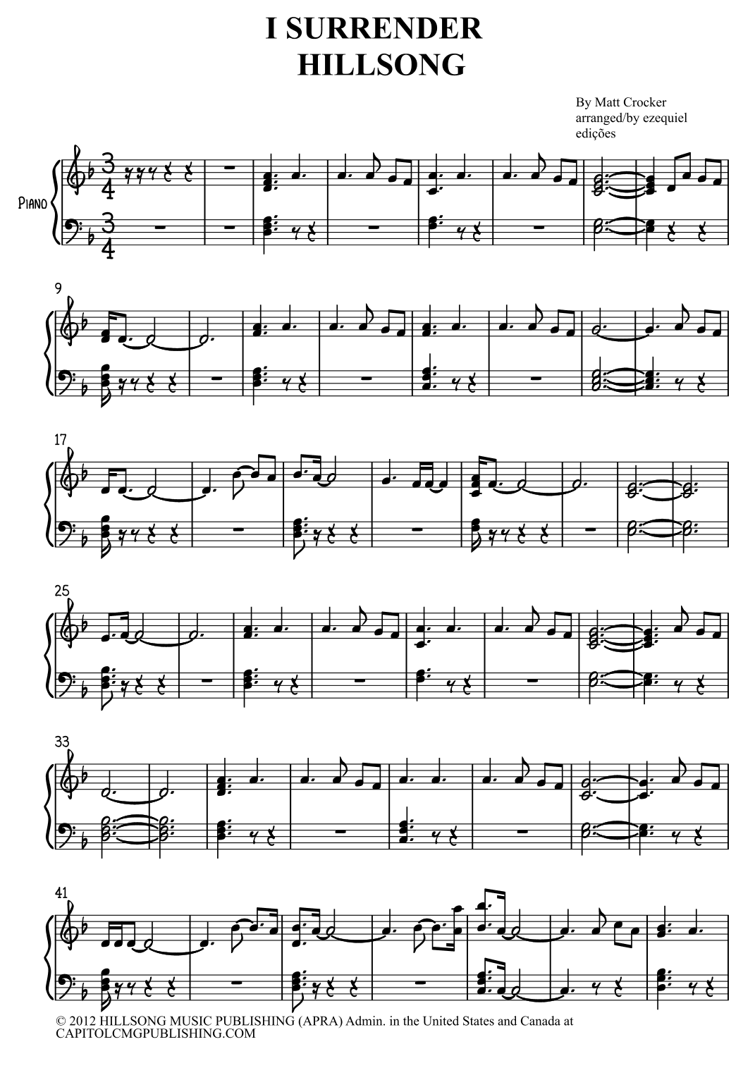 I Surrender (arr. BY EZEQUIEL EDIÇÕES)