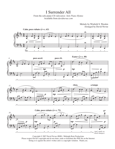 I Surrender All (arr. David Nevue)