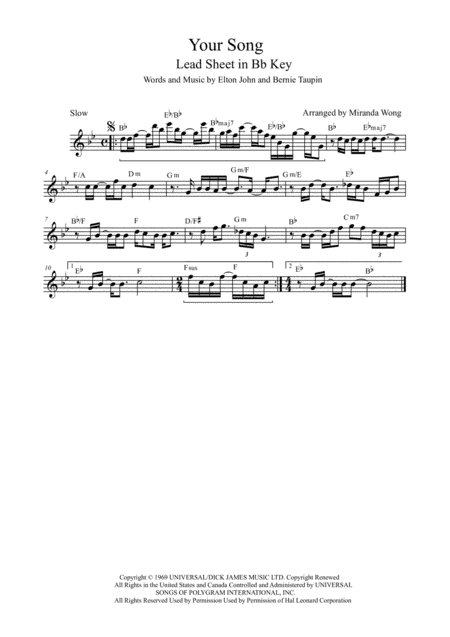 Your Song (arr. Miranda Wong)