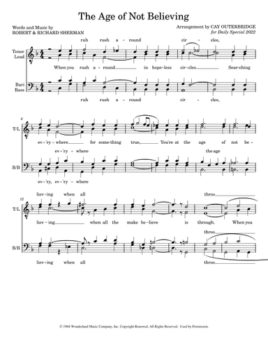 The Age Of Not Believing (arr. Cay Outerbridge)