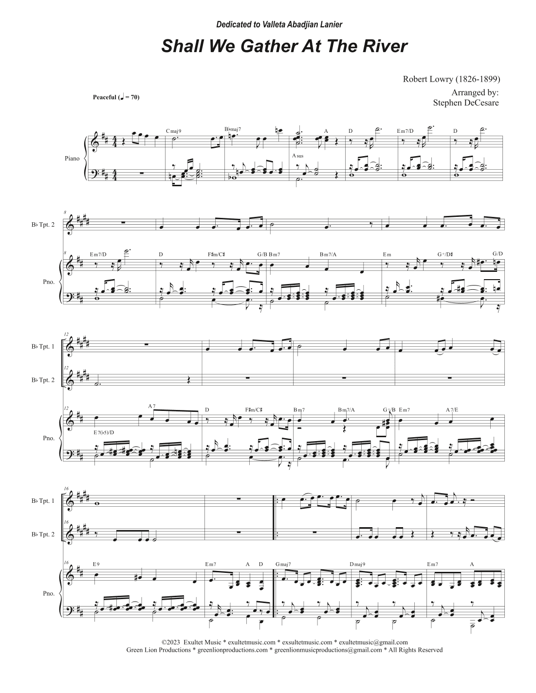 Shall We Gather At The River (Duet for Bb-Trumpet) (arr. Stephen DeCesare)