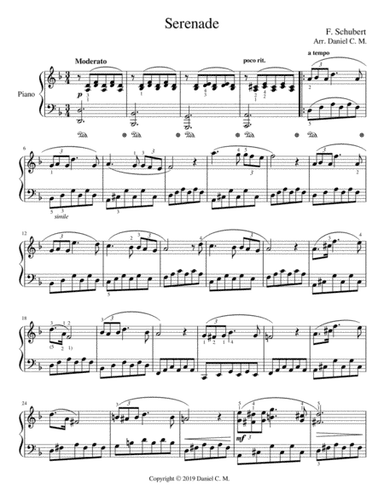 Serenade for piano (easy) (arr. Daniel C. M.)