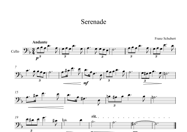 Serenade - Franz Schubert (Cello) (arr. Digital Book Music)