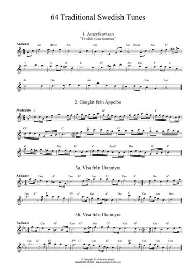 64 Traditional Swedish Songs for flute (or C instrument) with guitar chords (arr. K. Krantz)