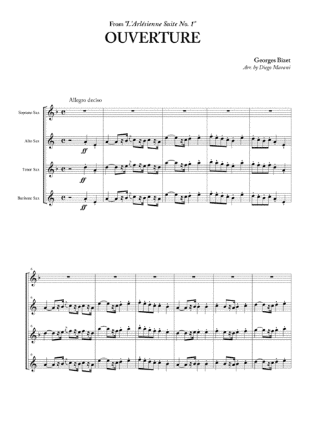 "L'Arlesienne Suite No. 1" for Saxophone Quartet (arr. Diego Marani)