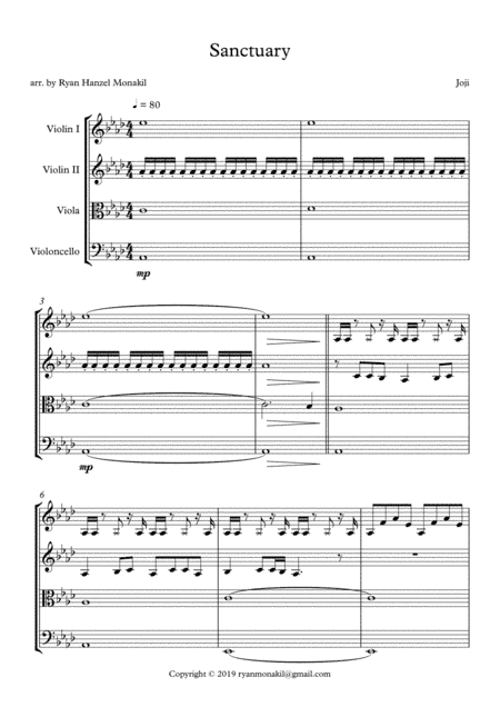 Sanctuary - Joji (arr. Ryan Hanzel Monakil)