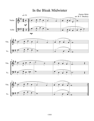 In the Bleak Midwinter (Violin and Cello Duet) (arr. B. C. Dockery)