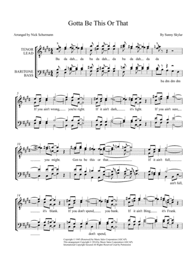 Gotta Be This Or That (arr. Nick Schurmann)