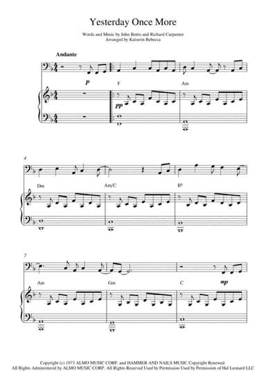 Yesterday Once More (arr. Kaiserin Rebecca)