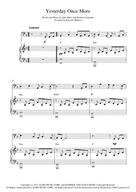 Yesterday Once More (arr. Kaiserin Rebecca)