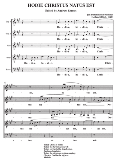Hodie Christus Natus Est A Cappella (arr. Edited by Andrew Emmet)