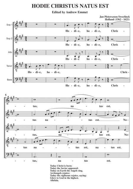 Hodie Christus Natus Est A Cappella (arr. Edited by Andrew Emmet)
