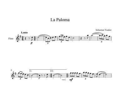 La Paloma - Sebastian Yradier (Flute) (arr. Digital Book Music)