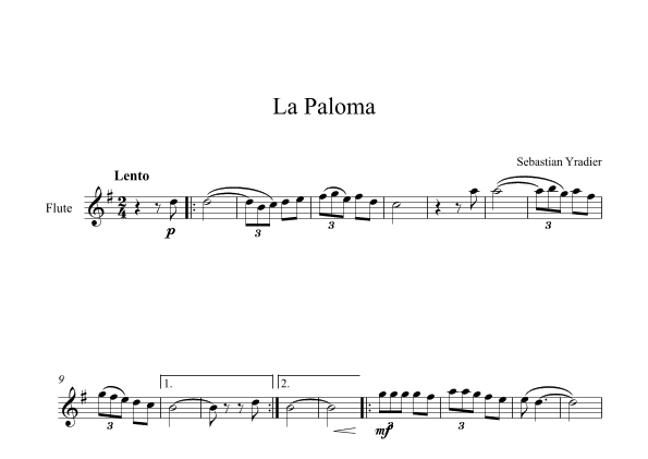 La Paloma - Sebastian Yradier (Flute) (arr. Digital Book Music)
