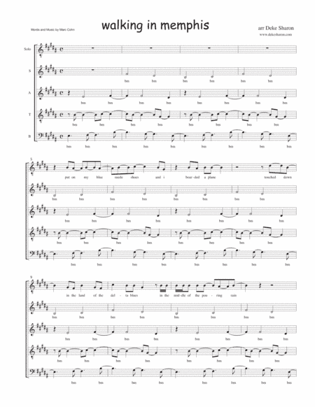 Walking In Memphis (arr. Deke Sharon)
