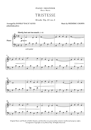 Étude op. 10 no. 3 (Tristesse) (arr. Danilo "Daca" Alves)