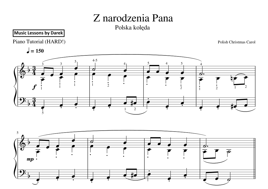 Z narodzenia Pana (Polish Christmas Carol) [HARD PIANO] (arr. Darek)