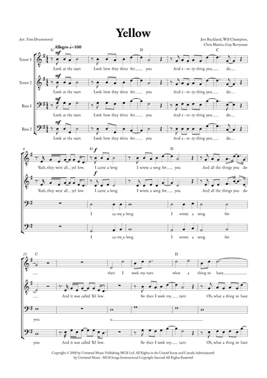 Yellow (arr. Tom Drummond)