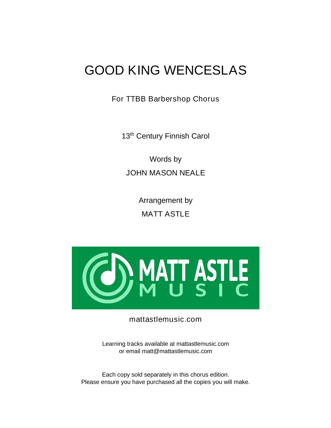 Good King Wenceslas (arr. Matt Astle)