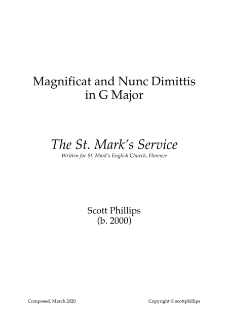 Magnificat and Nunc Dimittis - The St. Mark's Service