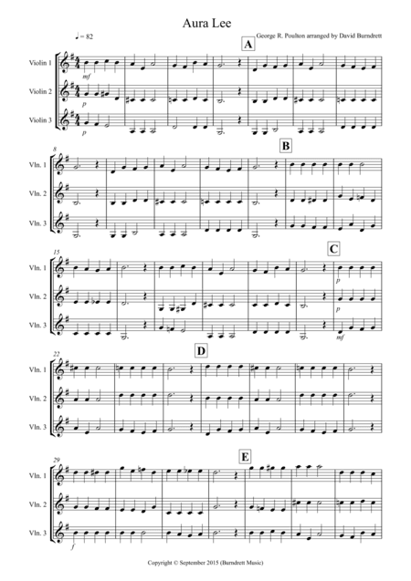 Aura Lee for Violin Trio (arr. David Burndrett)