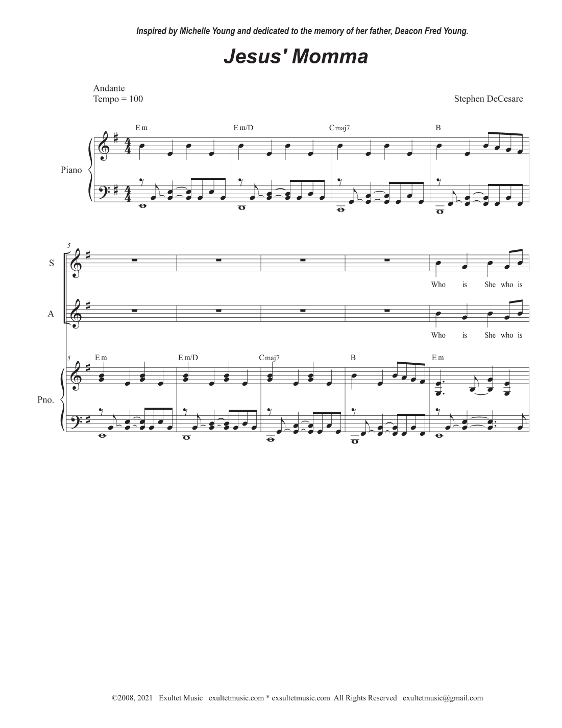 Jesus' Momma (Vocal Quartet - (SATB)